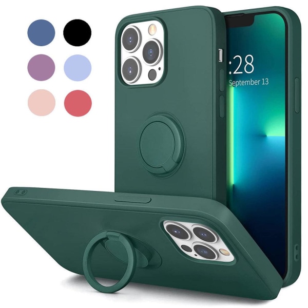 iPhone 12/12 Pro - Silikonskal med Magnetisk Ringhållare Välj Fä Green Grön