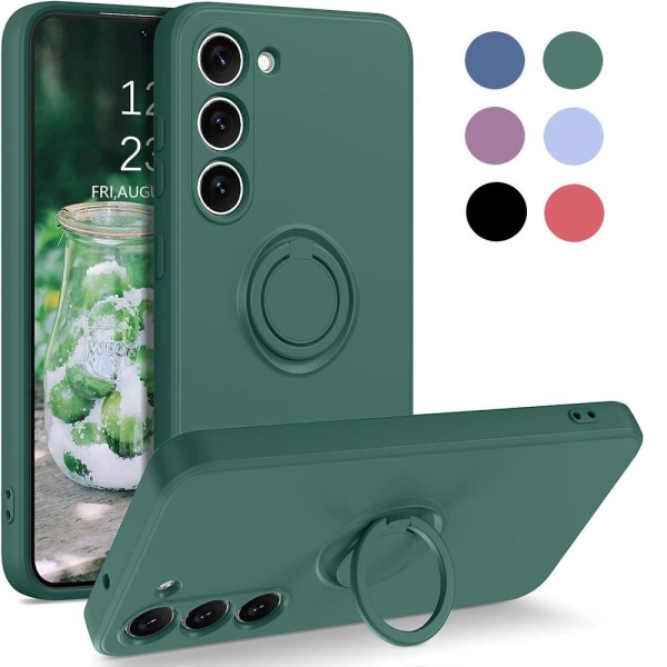 Samsung S23 - Välj Färg Silikonskal Magnetisk Ringhållare Green Grön