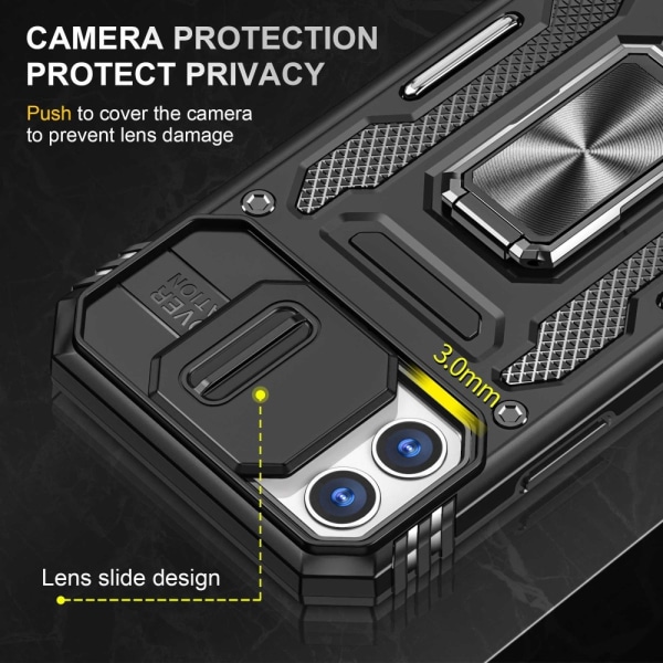 iPhone 12/12 Pro - Skal CamShield / Kameraskydd Kickstand Svart Black