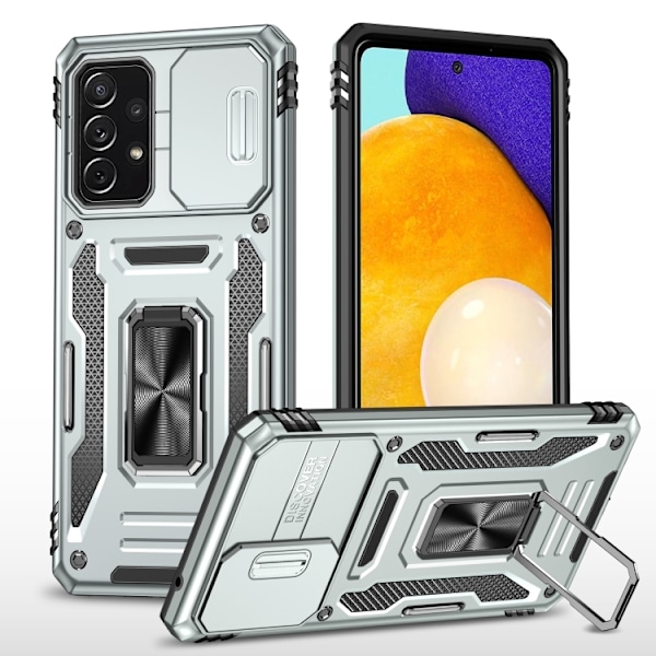 Samsung A52/A52s - Skal Kameraskydd Hybrid Ringhållare Silver Grey Galaxy A52/A52s