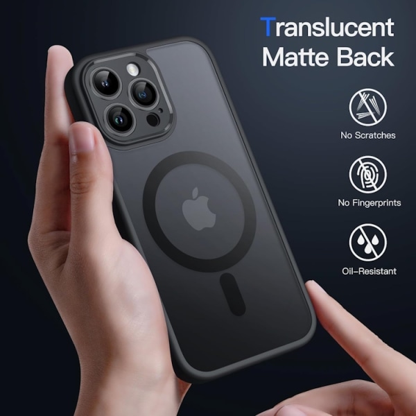 iPhone 15 Pro Max - MagSafe skal Kameraskydd Frostad Matt Svart Black