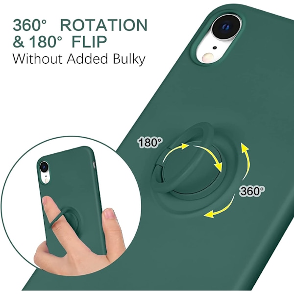 iPhone XR - Välj Färg Silikonskal med Ringhållare Solid® Svart