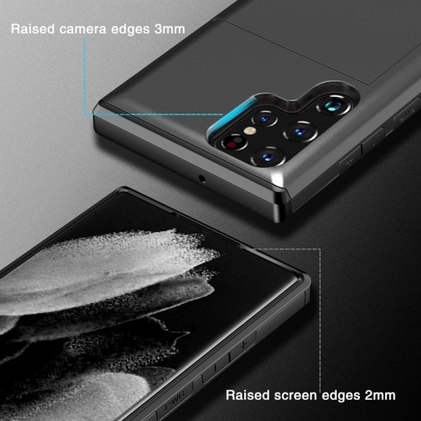Samsung S24 Ultra - Stöttåligt Skal Kortfack Svart