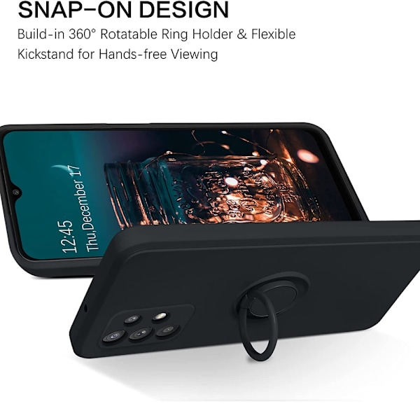 Samsung A52 / A52s - Solid® Silikonskal Ring hållare Svart Stonegrey