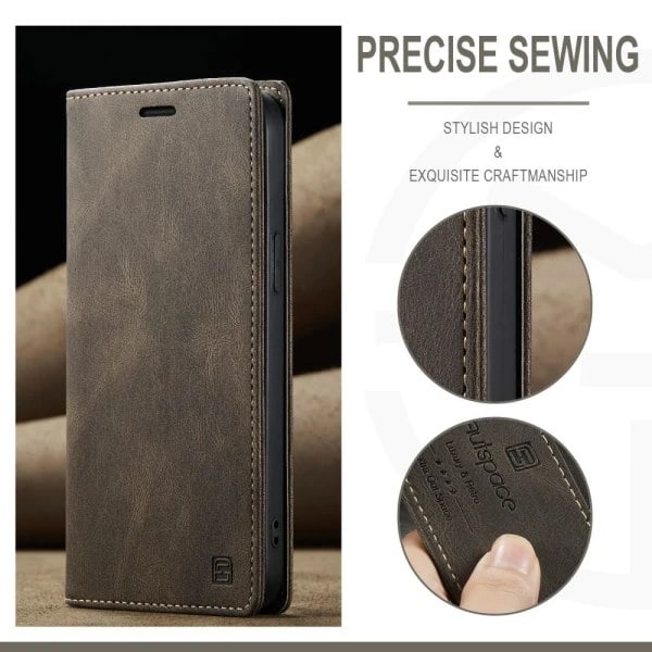 iPhone 13 - Fodral Premium Läder RFID Skyddat Brun Brown