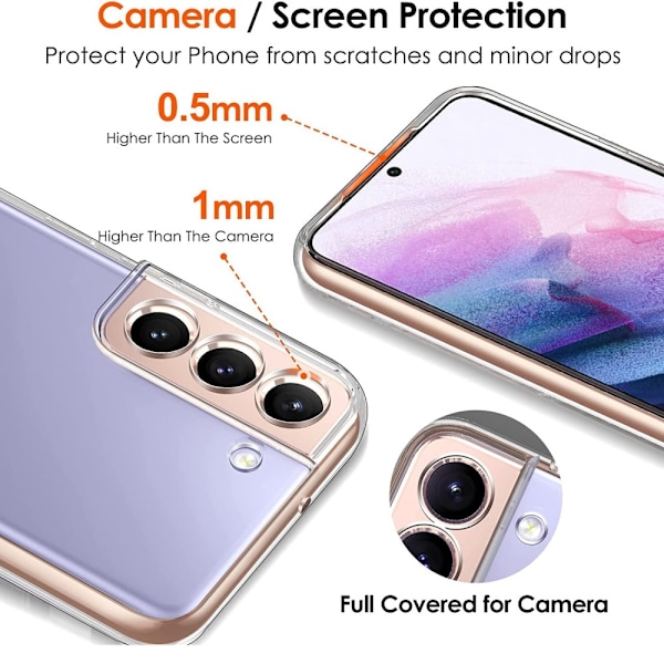 Samsung S22 - Stöttåligt Transparent Silikon Skal Solid® Kameras