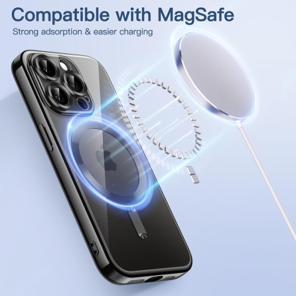 iPhone 15 Pro - Electroplating Magsafe Skal Stöttåligt - Svart Black