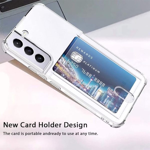 Samsung S21 - Skal med Kortfack Stöttåligt Transparent Transparent