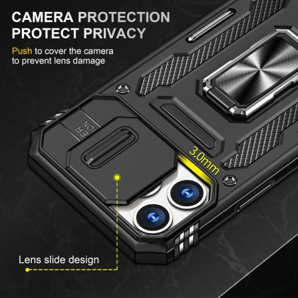 iPhone 15 Pro - Skal CamShield / Kameraskydd Ringhållare Svart