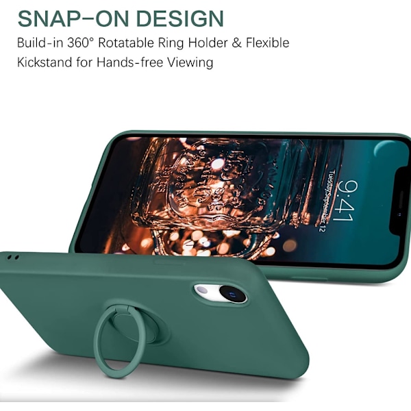 iPhone XR - Välj Färg Silikonskal med Ringhållare Solid® Svart