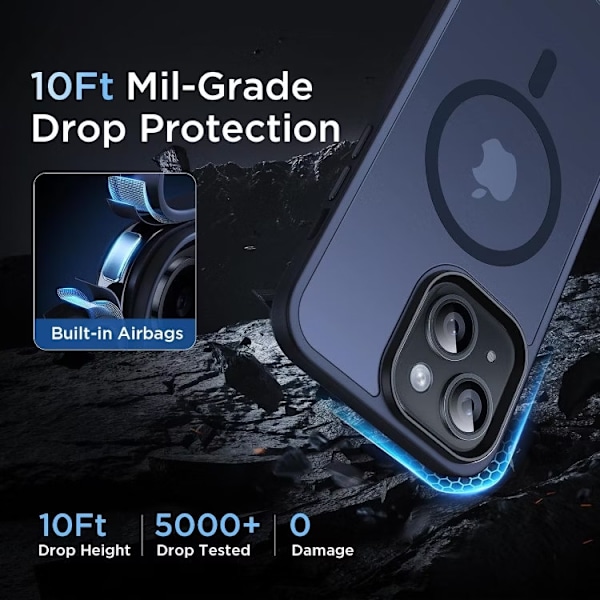 iPhone 15 - Skal MagSafe MagMat Frostad Matt Blå Blue