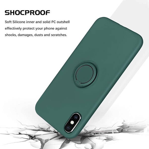 iPhone X/XS - Stöttligt Silikonskal Ringhållare Grön Green