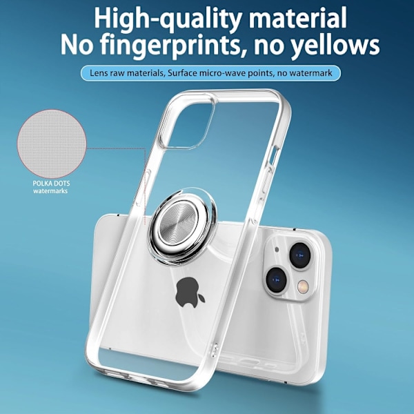 iPhone 13 - Stötdämpande Skal med Kickstand Ringhållare Transparent