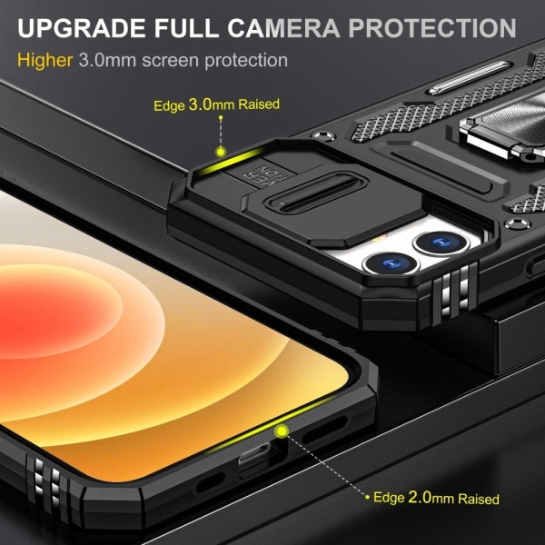 iPhone 12/12 Pro - Skal CamShield / Kameraskydd Kickstand Svart Black