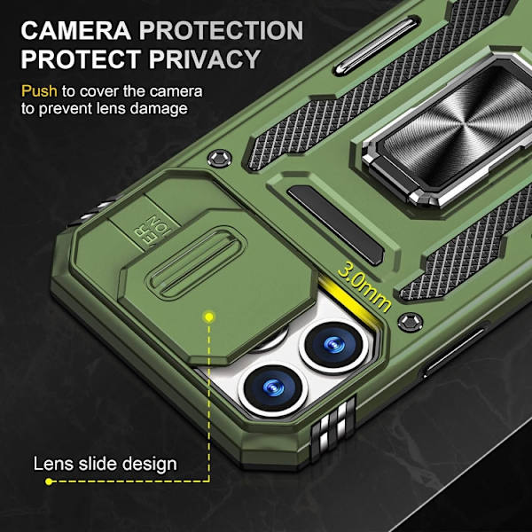 iPhone 14 Pro Max - Skal CamShield / Kameraskydd Ringhållare Grön iPhone 14 Pro Max