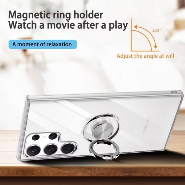 Samsung S24 Ultra - Stöttåligt Transparent Skal Ringhållare