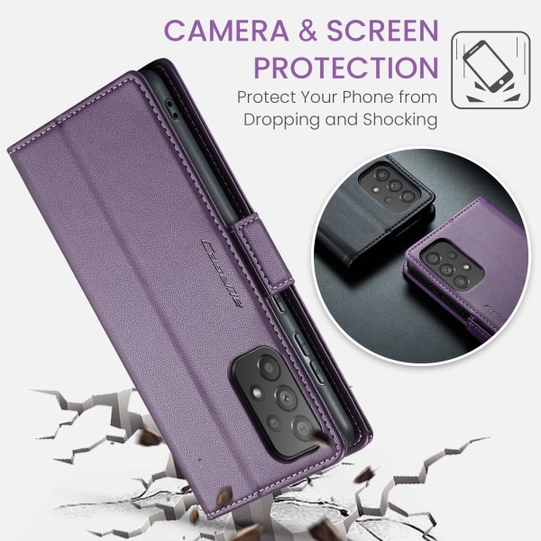 Samsung A53 - Fodral Premium Läder RFID Skyddat CaseMe® Lila Purple Samsung Galaxy A53