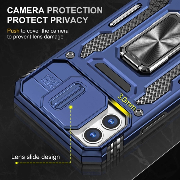 iPhone 12/12 Pro - Skal CamShield / Kameraskydd Ringhållare Blå