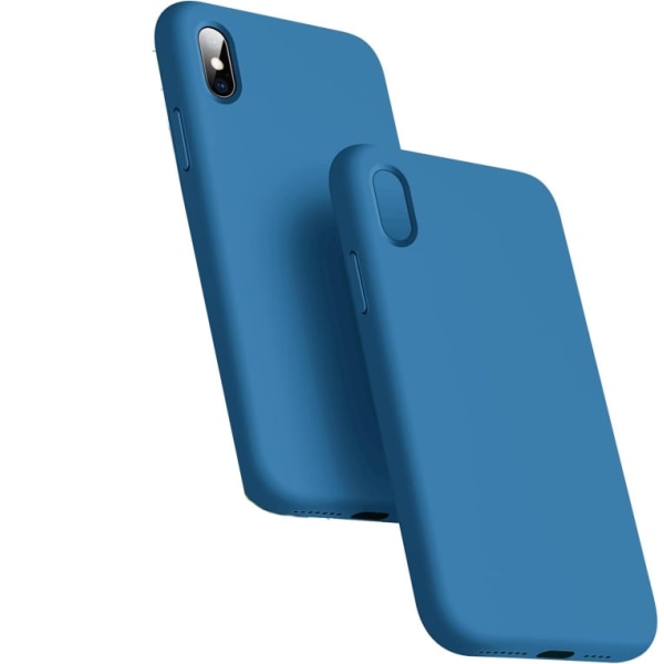 iPhone XR- Gummibelagt Stöttåligt Silikon Skal Navy Blå Blue