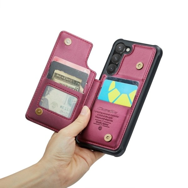Samsung S23 - Skal Premium Kortfack RFID Skyddat CaseMe® Röd