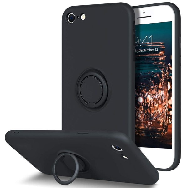 iPhone 7/8/SE - Silikonskal Magnetisk Ringhållare Välj Färg DarkPurple Mörklila