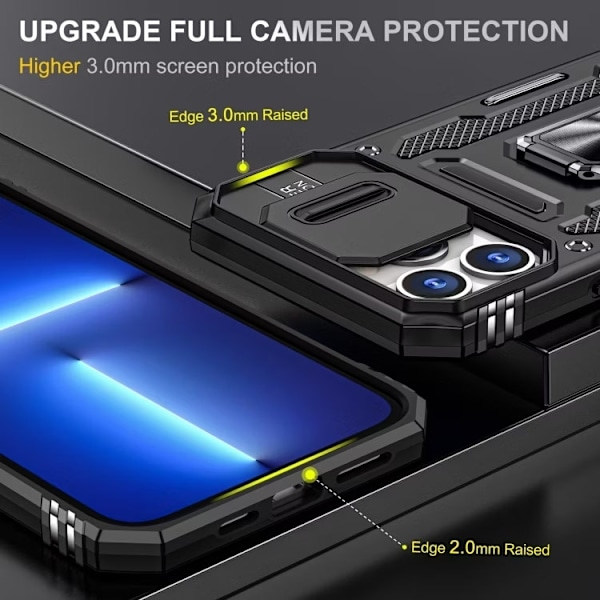 iPhone 15 Pro Max - Skal CamShield / Kameraskydd Ringhållare Svart Black
