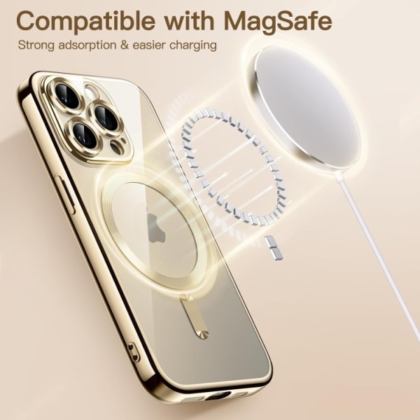 iPhone 15 Pro - Electroplating Magsafe Skal Stöttåligt - Guld iPhone 15 Pro