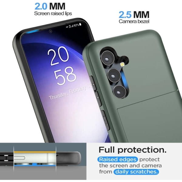 Samsung S24 - Skal med kortfack Solid® Extra förstärkt Grön Green