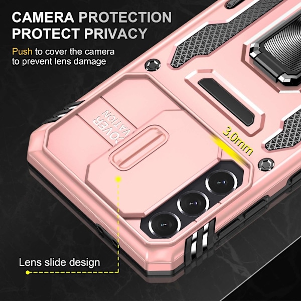 Samsung S21 FE - Skal CamShield / Kameraskydd Ringhållare Roséguld