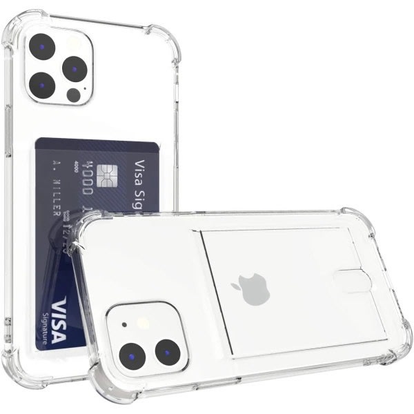 iPhone 11 - Stöttåligt Silikon skal med Kortfack Nordic® Transpa Transparent iPhone 11