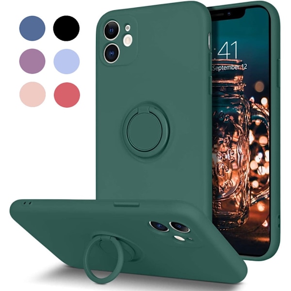 iPhone 11 - Silikonskal med Magnetisk Ring Välj Färg Blue Blå