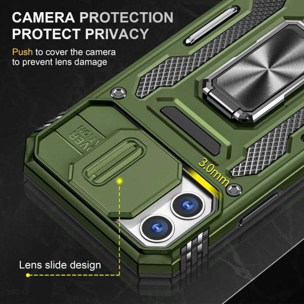 iPhone 12/12 Pro - Skal kameraskydd Stöttåligt Hybrid Ringhållar Green iPhone 12/12 Pro