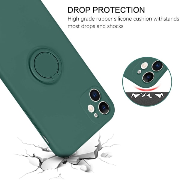 iPhone 11 - Silikonskal med Magnetisk Ring Välj Färg Green Grön