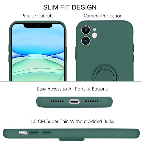 iPhone 11 - Silikonskal med Magnetisk Ring Välj Färg Transparent Transparent