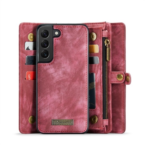 Samsung S22 - CaseMe® 2in1 Magnet Plånboksfodral Röd Red