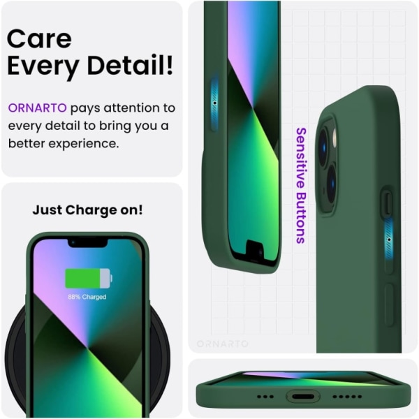 iPhone 14 - Gummibelagt Stöttåligt Silikon Skal Army Grön Green iPhone 14