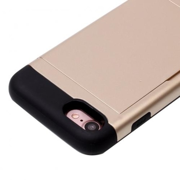 iPhone 7/8/SE - Skal med kortfack Stöttåligt Guld iPhone 7/8/SE