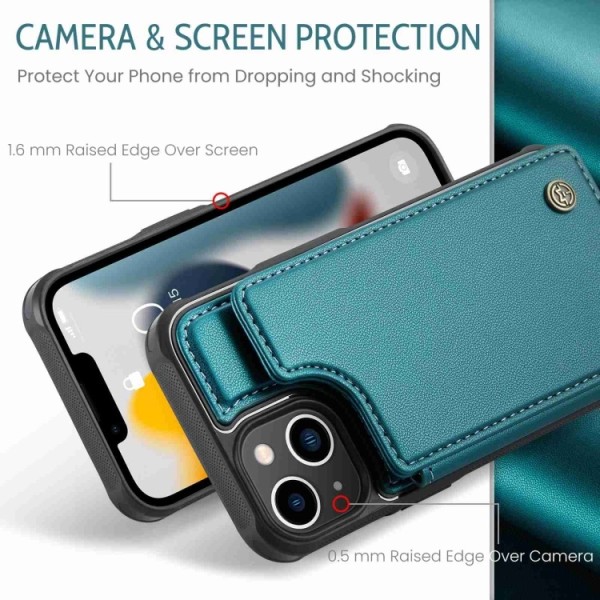 Phone 13 - Skal Premium Kortfack RFID Skyddat CaseMe® Grön Green