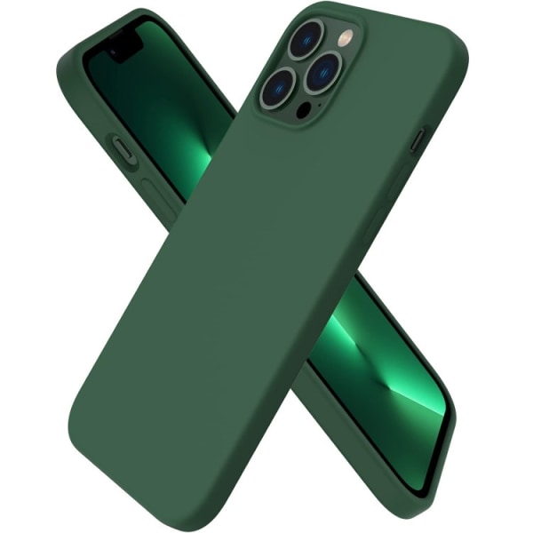 iPhone 14 Pro Max - Gummibelagt Stöttåligt Silikon Skal Army Grö Green