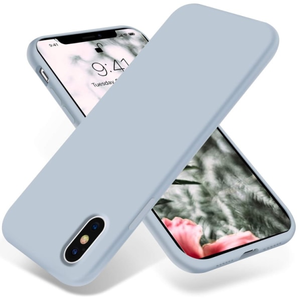 iPhone X/XS - Gummibelagt Stöttåligt Silikon Skal Ljus Blå