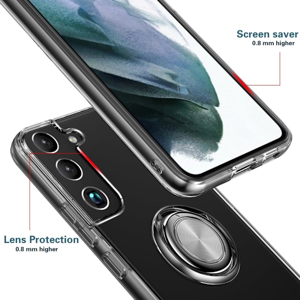 Samsung S23 - Stöttåligt skal med Ringhållare Transparent Transparent