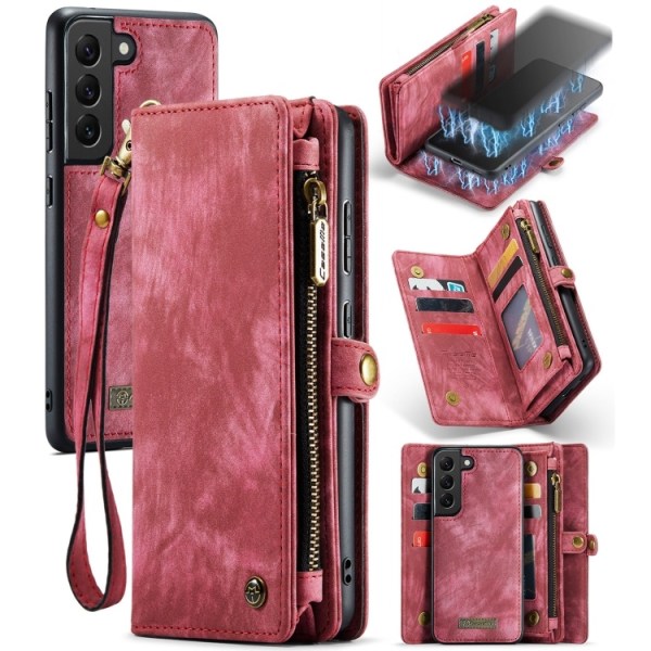 Samsung Galaxy S21 - CaseMe® 2in1 Magnet Plånboksfodral Röd Red