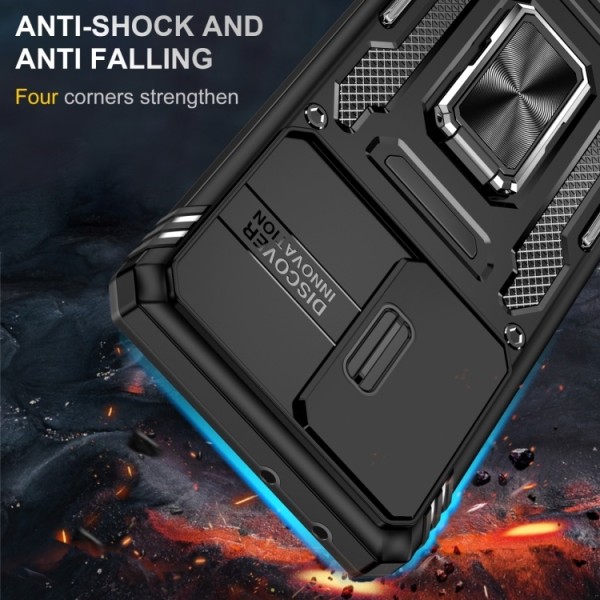 Samsung S24 Ultra - Stöttåligt CamShield Skal Ringhållare Svart Black