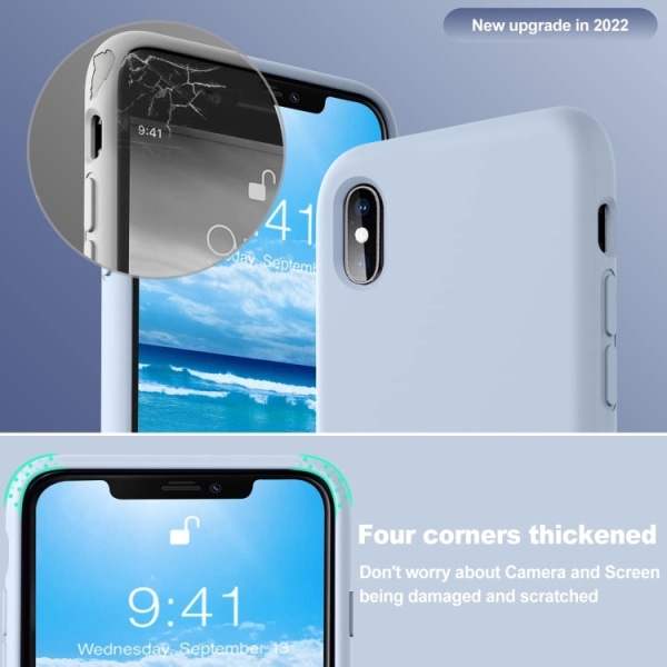 iPhone X/XS- Gummibelagt Stöttåligt Silikon Skal Ljusblå LightBlue