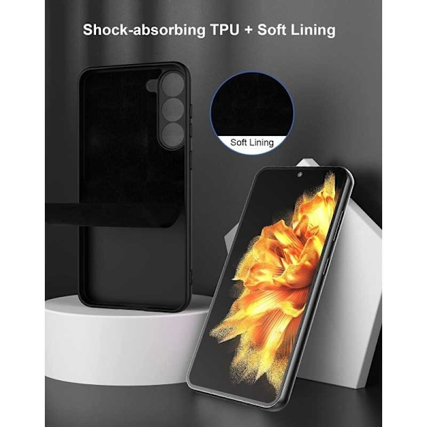 Samsung S22 - Gummibelagt Stöttåligt Silikon Skal Kameraskydd Sv Black