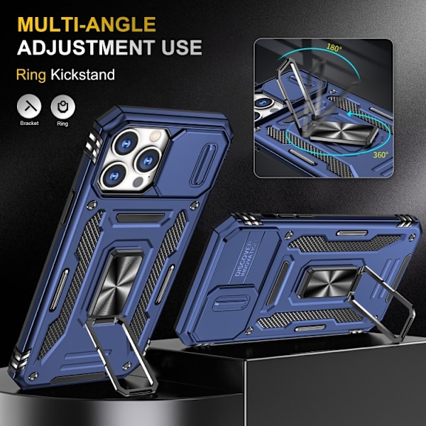 iPhone 14 Pro Max - Skal CamShield / Kameraskydd Ringhållare Blå iPhone 14 Pro Max