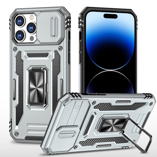 iPhone 14 Pro - Skal Stöttåligt Hybrid CamShield Ringhållare Sva Grey Grå
