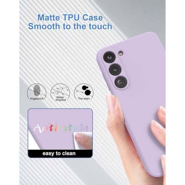 Samsung S23 - Gummibelagd Matt Skal Kameraskydd Liquid - Lila Purple