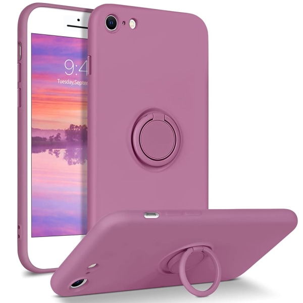 iPhone 7/8/SE - Silikonskal Magnetisk Ringhållare Välj Färg Pink Rosa