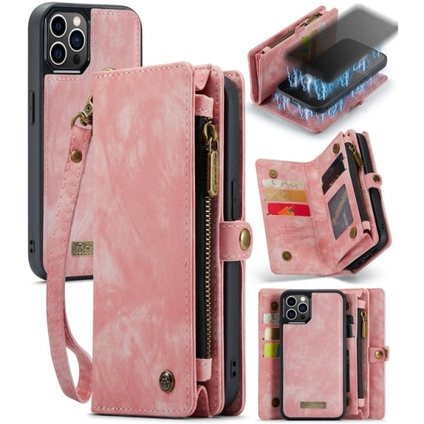 iPhone 13 - CaseMe® 2in1 Magnet Plånboksfodral Rosa Pink iPhone 13